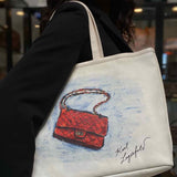 Chanel 2008-09 Mobile Art Collection by Karl Lagerfeld Canvas Off White Tote