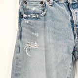 Moussy Women's Light Blue Size 28/6 Straight Leg Distressed Jeans