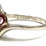 Davidson & Sons 6 10K White Gold Pink Oval Asymmetrical Synthetic Ruby Ring