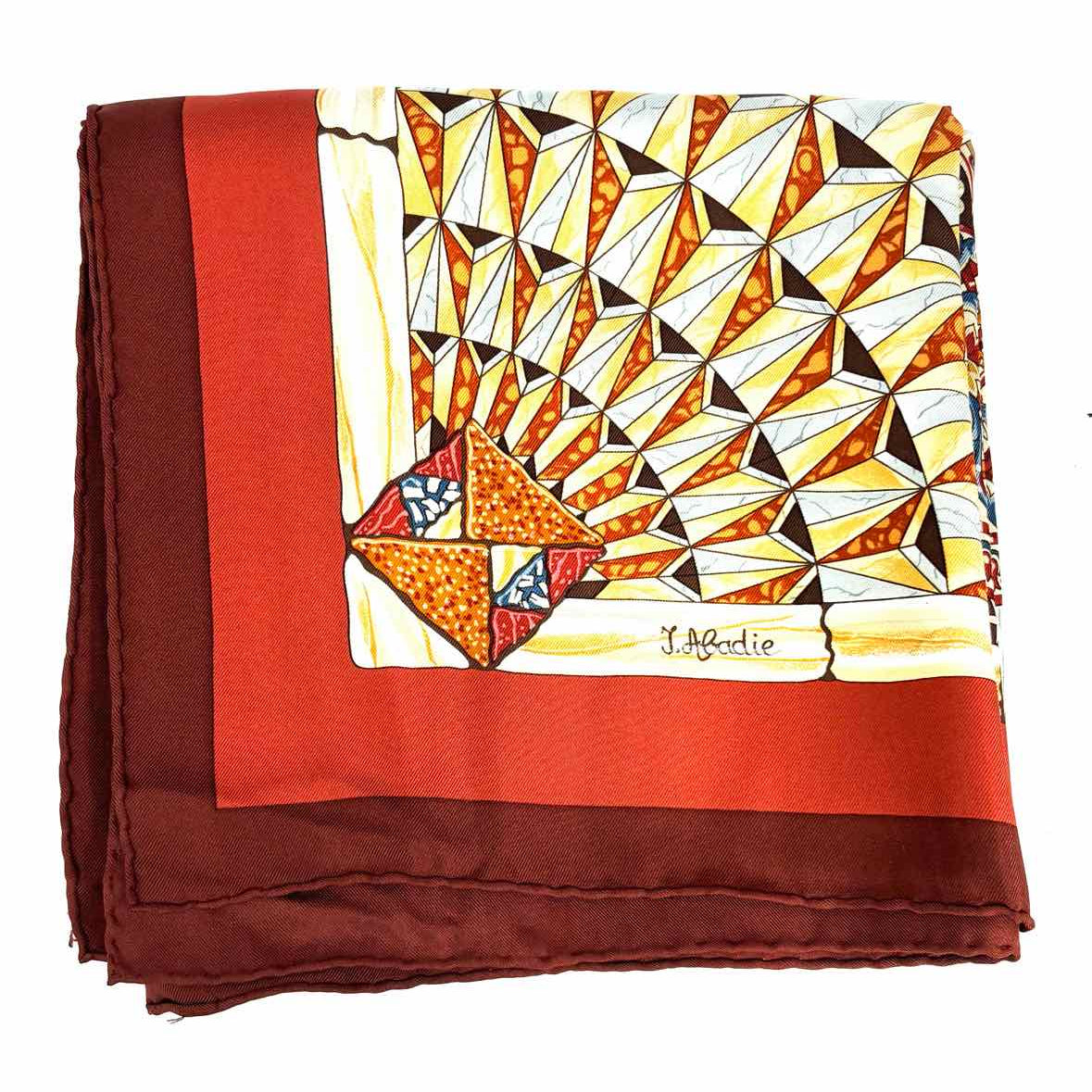 Hermes Trophes de Venis Silk Orange Square 35" Scarf