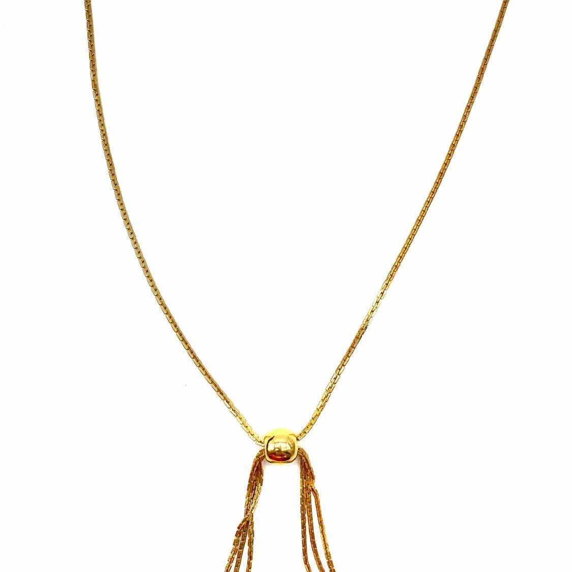 W.J.N. Gold Tone Pendant Chain Necklace