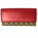 Gucci Coated Canvas Red Gray Continental GG Leather Made in Italy Wallet