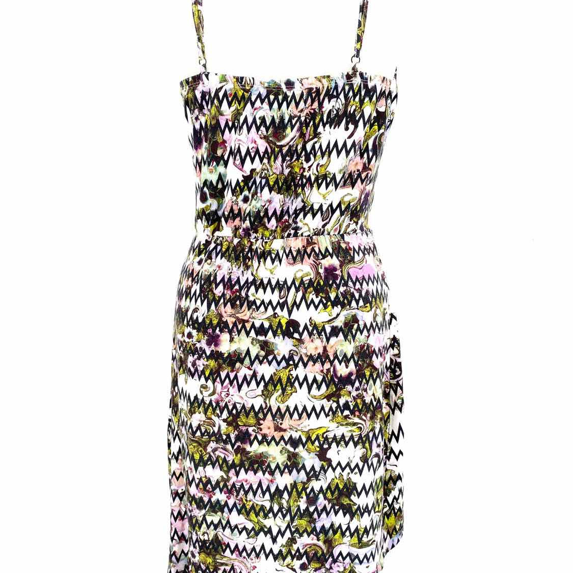 PrintEditionCRowley Women's White/Black/Purple Size S Empire Cotton Blend Dress