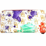Dooney & Bourke Coated Canvas Multi-Color Zip-Around Paint Splatter Wallet