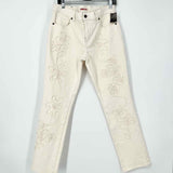 johnny was Women's Cream Size 29/8 Boyfriend Applique Jeans