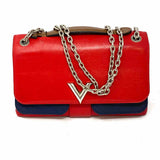 LOUIS VUITTON Very Chain Red Navy Convertible Monogram Leather Crossbody