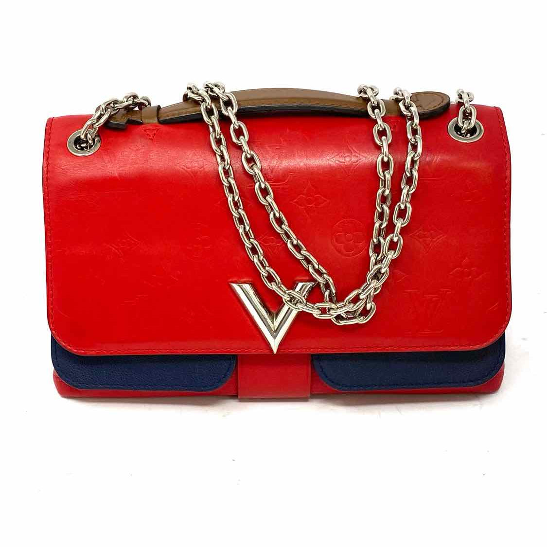 LOUIS VUITTON Very Chain Red Navy Convertible Monogram Leather Crossbody