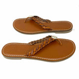 Brighton Aisha Women's Brown Size 9 Flat Leather Braided Flip-Flops