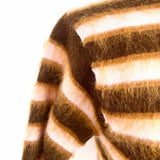 MARNI Women's Pink Brown Size 38/2 Button Down Wool Stripe Cropped Cardigan