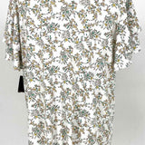 Adrianna Papell Women's White Size XL Front Knot Floral Short Sleeve Top