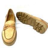 Russel&Bromley Women's Beige Size 42/12 Lugsole Suede Horsebit Loafers