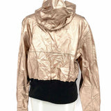 Jakett Women's Black Rose Gold Size M Reversible Leather Metallic Jacket