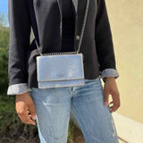 Kate Spade Cameron Street Hazel Silver Flap Metallic Saffiano Leather Crossbody