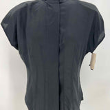 Michelle Stuart Women's Black Size M Button Down Silk Short Sleeve Top