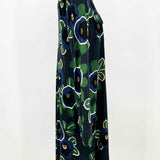 Tory Burch Portia Women's Green Navy Size L Long Sleeve Floral Dress