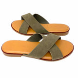 Cynthia Rowley Women's Green Size 7 Criss-Cross Suede Slide Sandals