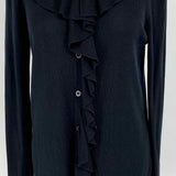 ESCADA Women's Black Size M Ruffled Silk Blend Cardigan