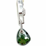 Swarovski Green Silver Tone Drop Geometric Crystal Earrings