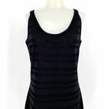 ST. JOHN Women's Black Size P Scoop Neck Stripe Sleeveless