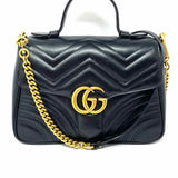 Gucci Marmont Top Handle Black Flap Quilted Leather Satchel