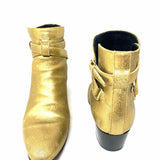 Saint Laurent Wyatt 40 Women's Gold Size 38/8 Ankle Leather Metallic Boots