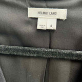 HELMUT LANG Women's Black Size 4 Collarless Leather Trim Blazer