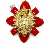 Estate Red Gold Tone Crest Brooch