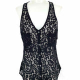 Equipment Femme Women's Black Size S Button Down Lace Sleeveless
