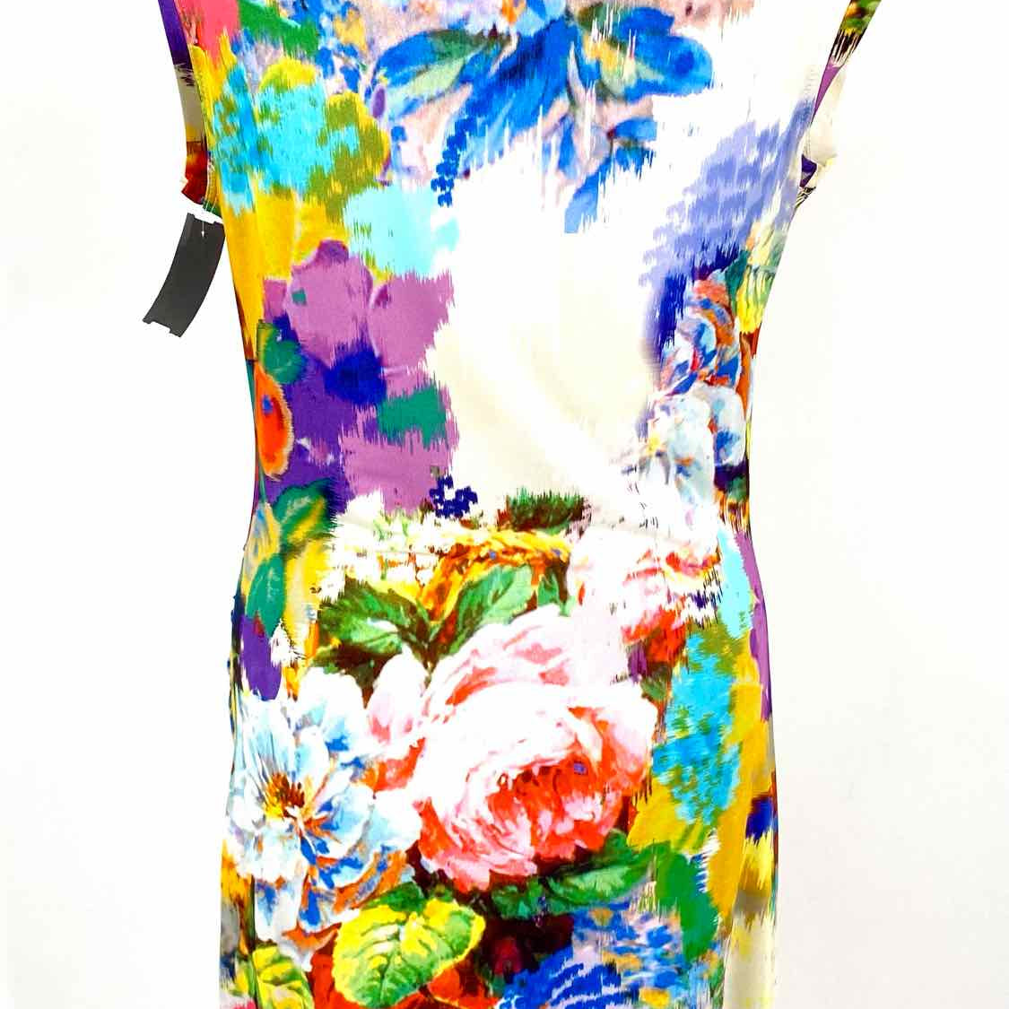 sfizio Women's Multi-Color Sleeveless Faux Wrap Color Blotches Size 8 Dress