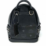 MCM Coated Canvas Charcoal Mini Studded Visetos BackPack