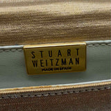 Stuart Weitzman Gold Flap Shiny Evening Clutch