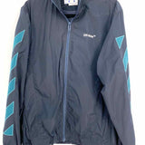 Off-White Men's Navy Blue Size S Diagonal Stripe Windbreaker Jacket