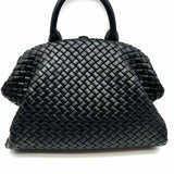 Bottega Veneta "The Handle" Black Top Handle Intrecciato Leather Satchel