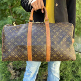 LOUIS VUITTON 1989 Keepall 45 Coated Canvas Brown Monogram Duffle Bag