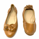 Tory Burch Women's Light Brown Size 11 Ballet Leather Floral Flats