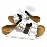 Birkenstock Arizona Women's Silver Size 7 Buckle Leather Metallic Sandals