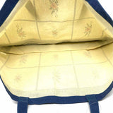 Sezane Cream Blue Large Floral Embroidered Print Tote