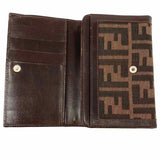 Fendi Canvas Brown Compact Zucca Wallet