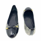 Tory Burch Verbena Women's Black Gray Size 10 Round Toe Snake Flats
