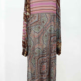 Free People Women's Brown Blue Size SP Button Down Mesh Floral Dress