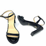 Stuart Weitzman Women's Black Size 9.5 Block Heel Patent Leather Sandals