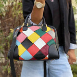 LOEWE Amazona 75 Multi-Color Top Handle Woven Leather Satchel