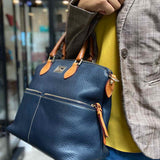 Dooney & Bourke Dillen Navy Top Handle Pebbled Leather Satchel