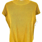 Eileen Fisher Women's Yellow Size XXS Mock Neck Linen Blend Short Sleeve Top