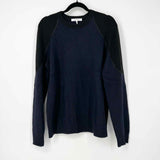 FRAME Men's Black Navy Size M Crew Wool Blend Color Block Sweater