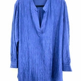 Eileen Fisher Women's Navy Size 1X Silk Textured Long Sleeve