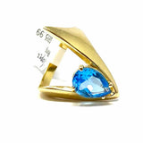 Estate Blue Topaz Size 7.5 14K Gold Pear Shape Geometric Ring