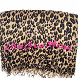 LOUIS VUITTON Stephen Sprouse Wool Blend Brown Black 84" Leopard Print Shawl