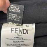 Fendi FF-Karligraphy Women's Black Size M Bomber Canvas Monogram Jacket