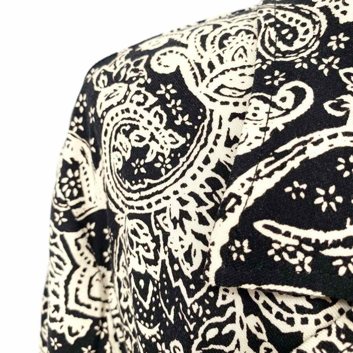 Novella Royale Women's Black White Size L Cotton Paisley Cardigan